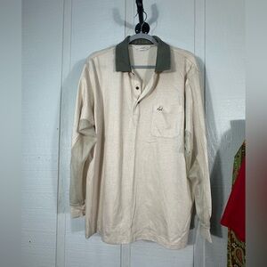 E Lord Beige Long Sleeve 1/4 Button Shirt Size XL EUC